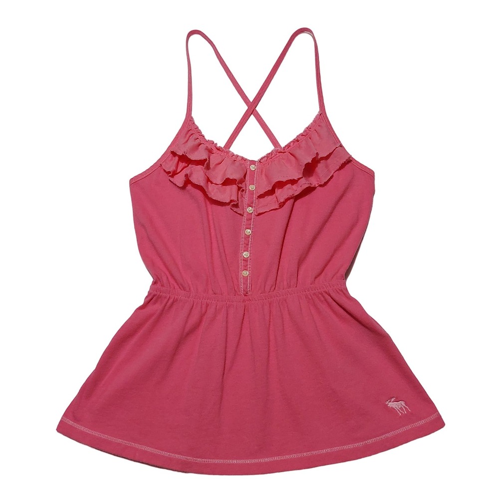 Abercrombie kids ruffled button-front spaghetti strap peplum top